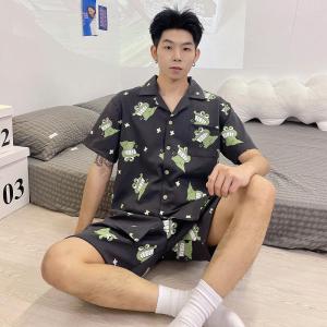 Sleepsway 91850 ชุดนอนผู้ชายเช็ตแบบคอปกลายกบผ้าฝ้ายเกรดพรีเมี่ยม