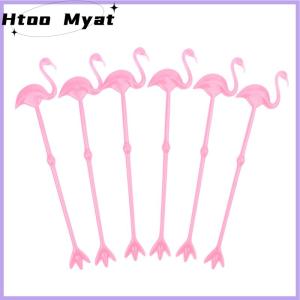 tantuoye ที่คนเครื่องดื่มค็อกเทลพลาสติก6ชิ้นไม้กวนสำหรับตกแต่งไวน์ของค็อกเทลไม้ลูกแพร์ที่กวนไวน์ฟลามิงโก