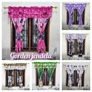 Gorden serut jendela motif bunga