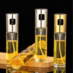 【Local Seller】Stainless Steel Oil Spray Bottle with Scale 100ml Portable Kitchen Oil Spray Bottle Container Dispenser Versatile Glass Spray for Air Fryer Grilling Baking BBQ Salad Roasting Cooking