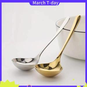 March ช้อนกลมสแตนเลสหัวใหญ่สำหรับอาหารค่ำด้ามยาวสีแดงทองช้อนคนทำขนมหวานสำหรับอุปกรณ์ในครัว