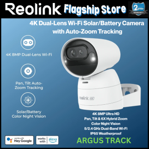 Reolink Argus Track 4K 8MP Dual-Lens Auto-Zoom Tracking Security Camera | Dual-Band 5GHz WiFi PTZ | Solar/Battery Powered Wire-Free CCTV | Color Night Vision Official Malaysia