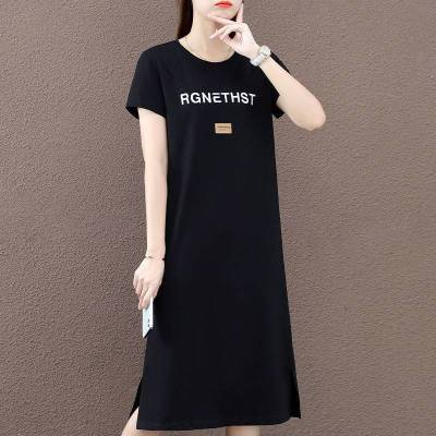 Váy Suông Đầm Suông In Chữ Hình Đẹp Tay Lỡ Xẻ Tà From Rộng Dáng Dài Tới 75kg TTDS0450