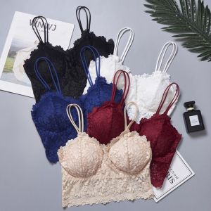 DGTT Padded Lace Bralette Lace Stretchy Padded Camisole Fashion Solid Color Lace Bras For Women