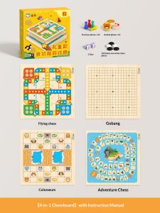 【SG Inventory】4-in-1 Wooden Multi-Function Board Game Set - Ludo Gomoku Checkers for Kids & Family