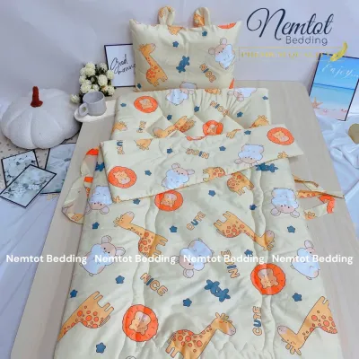 💮Bộ Nệm Size Lớn 70x140cm Cho Bé Đi Học Vải Lụa Lyocell Viscose Mát Mịn Kèm Túi Vải_Nemtot Bedding
