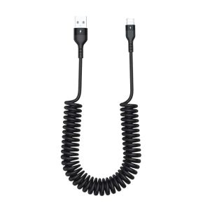 66W 5A Fast Charging iPhone Cable Spring Telescopic Car Phone Charger USB Cable Can Be Stretched1.5m Transferable Files For Apple