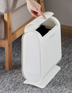 JustLiving 7L Nordic Style Trash Can Household Living Room Kitchen Bathroom Push Type Garbage Bin Creative Trash CanOval Rubbish Bin for Waste SortingNarrow Long BinTrash Can with Lid