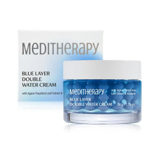 [100% Original] MEDITHERAPY Blue layer Double Water Cream 50g - Daily Face Moisturizer for Hydrating and Firming - Capsule and Gel Cream with Nano-hyaluronic Acid & Blue Agave for Radiant Glow - Suitable for All Skin Types
