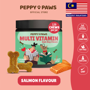 Peppy Paws Multivitamin Dog 120 Soft Chews - Omega 3 | Vitamin Bs | Vitamin C | COQ10 | MSM Glucosamine Chondroitin | Heart Health | FDA Registered | GMP Facility | Non GMO | All Natural | 100% Original
