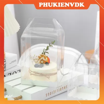 Hộp mica trong suốt Hộp nhựa pet có quai xách đựng bánh kem bánh sinh nhật