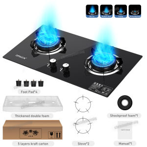 CHRIS opaicn gas stove tempered glass Embedded Gas Stove 7.5KW+7.5KW Double Burner Liquefied Gas Stove table top Household Kitchen stove gas cooker 煤气炉 煤气灶双灶