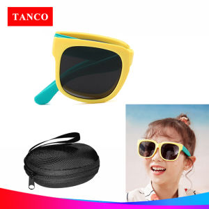 TANCO 1019X Foldable Sunglasses for 3-8 Years Old Kids UV400 Lens Cute Colorful Frame Portable Design Outdoor Sports Sunglasses