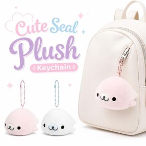 NOER PP Cotton Filling Seal Plush Keychain Cartoon Style Handmade Plush Figure Girly Soft Plush Little Seal Charm Keychain Backpack Decoration