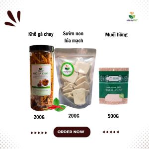 Combo Khô gà lá chanh chay 200g- sườn non chay lúa mạch muối hồng ăn chay và mặn healthy đều được dễ mix với nhiều món ăn