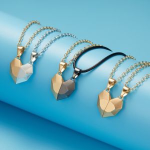 2 cái/bộ tình yêu vòng cổ đôi cho gf và bf nửa trái tim vòng cổ cho nam châm dây chuyền mặt đôi vòng cổ bằng thép không gỉ cho các cặp vợ chồng ý tưởng quà tặng dây chuyền vàng pawnable 18k vàng pawnable vòng cổ bằng vàng pawnable trang sức quyến rũ vòng