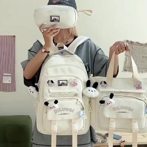 AE Highly Attractive Backpack for Female Students New Cartoon Cute Junior High School Student Schoolbag Lightweight Large Capacity Casual Backpack