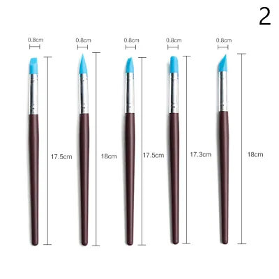 AqToCna เครื่องมือแกะสลักดินซิลิโคน5ชิ้น เซ็ตสำหรับแปรงทำขึ้นรูปเล็บอุปกรณ์ปั้นดินเผาแกะสลักเซรามิกแบบทำมือ