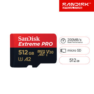 SanDisk Extreme Pro microSDXC 512GB SQXCD V30 U3 C10 A2 UHS-I 200MB/s R 140MB/s With Adaptor ( SDSQXCD-512G-GN6MA ) ( เมมโมรี่การ์ด ไมโครเอสดี การ์ด )