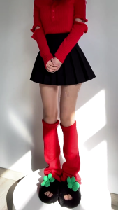 Phụ nữ Đan Đỏ Flare dài làm ấm chân quần legging rộng baggy màu trơn vỏ bọc vỏ chắn bụi vớ