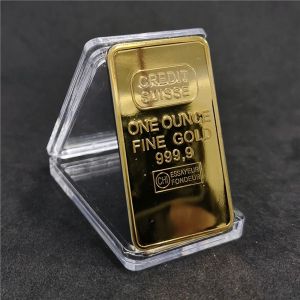 DFYER56 Fine Gold Gold Plated Bullion Bar with Different Serial Modern Swiss Bank Gold Bullion Bar Decoration Coins Funny Suisse Gold bar Collect