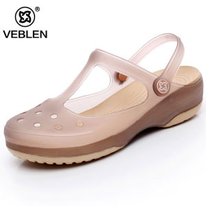 Vibrant VEBLEN Printed Hole Shoes Women Summer Soft Sole Hole Shoes Jelly Beach Sandals Plastic Sandals Slippers㏇X0414