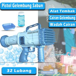 Big Mom Mainan Pistol Tembak Sabun Gelembung Elektrik Dream Bubble Gun 32 Lubang - Mainan Bubble Gun Tembakan Gelembung Sabun Elektrik
