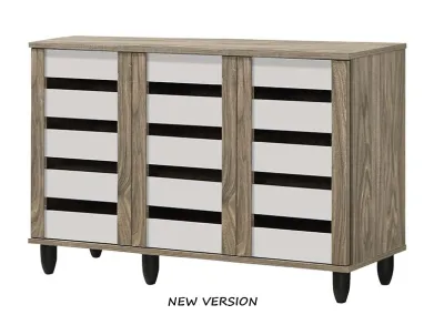 (FurnitureSG) 3 Door Wooden Shoe Cabinet