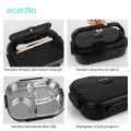 ECENTIO Tempat Makan 4 Grid Lunch Box Kotak Stainless Steel 304 1000ml. 