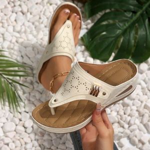 [Free Shipping] Plus-Size Summer New Collection: Fashionable Wedge-Heeled Sandals With-Cut Rivets And A Design For Women