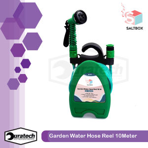 SaltBox Semprotan Selang Air Set Garden Water Hose Reel 10 Meter - Selang Air Gulung Dan Semprotan Set Panjang 10 Meter Mini Portable Hose Reel Set Dengan Penggulung Selang Air 10M Taman Berkebun Cuci Motor Mobil Selang Ukuran 3/8" Panjang 10 Meter Hijau