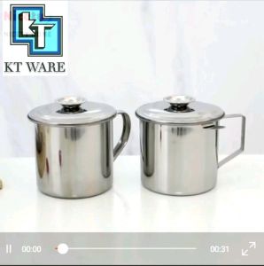 KT WARE1.4L Oil Filter Container Oil Pot Stainless Steel Leakproof Dripping Storage