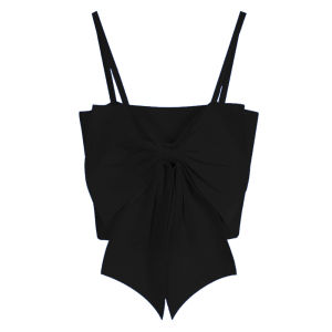 🦋 VEVE Korean Style Women Big Bow Tie Vest Summer Plain Halter Neck Sleeveless Crop Top