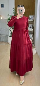 youras gamis muslim wanita kaos knit rajut import susun polos terbaru