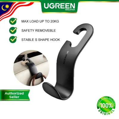 UGREEN 2Pcs per set Car Back Seat Headrest Hanger Holder Hook Automobile Car Accessories for Groceries Bag Handbag Black