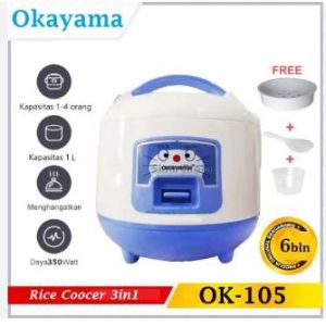 Rice Cooker Magicom Mini Okayama Kapasitas 1Liter 3 in 1 Penanak nasi Harga Promo