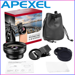 FAST SHIPPING APEXEL 2 in 1 Lensa Kamera HP Jernih Jarak Jauh Zoom Macro 12.5X Wide Angle 0.45X