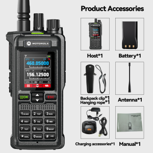 Motorola GT-12 Walkie Talkie High Power 20W 50Km Long Range Two Way Radio 199 Channels Transceiver 6800mAh Dual-Band Radio