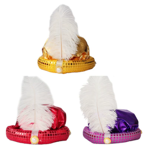 Cosplay Props Cap for Aladdin Hat Halloween Masquerade Children Party Hats Stage Show Feather Hat Costume Accessory