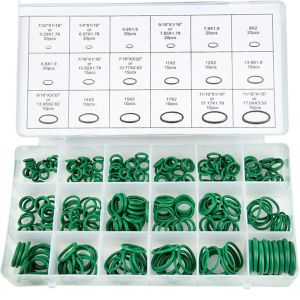 LUXERY 270Pcs Rubber Rings Sealing Ring Kit HNBR Material Purple Green Car Air Conditioning O Rings Professional Tools 18 Sizes Rubber Refrigerant Ring Set Car Air Conditioning Repair