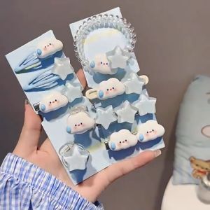 Cartoon Star Klip Rambut Bintang ☁️ Klip Awan Comel Secure Grip No Snag Hair Accessories for Girls Kids