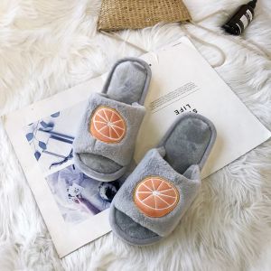 (SG Seller) Women Cartoon Slippers Women Slipper Cute Embroidery Plush Versatile Warm Home Slippers Bedroom Slipper Indoor House Sandals Plus Size Cute Fruits Cherry Strawberry Embroidery Slipper-TX23