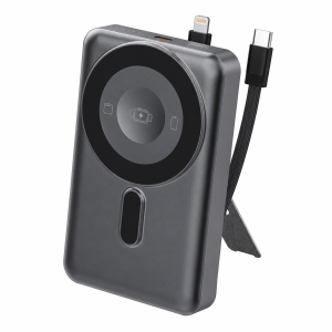 Wekey Magnetic Stand Power Bank 10000mAh Built-in Dual Cables Fold-Out Stand