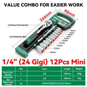 ISKU Tool kit Set alat Kunci Sok set 37pcs/kunci pas Set 12pcs 8-19mm 1/2 kunci Mata Sok lengkap 19pcs Kombinasi 1/2 72gigi Gagang ratchet Alat Perbaikan Mobil Toolbox/Kunci Set 37/61/82pcs Set kunci perbaikan mobil