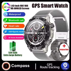 2025 Đồng hồ thông minh mới Màn hình AMOLED 1.43 La bàn ngoài trời tích hợp Cuộc gọi Bluetooth Chống nước IP68 Đồng hồ thông minh 530mAh cho Android iOS