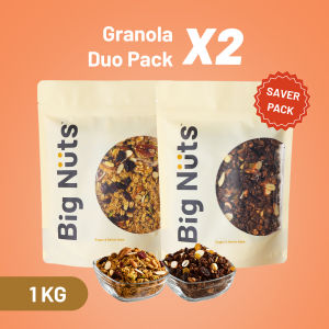 Big Nuts Granola Duo Pack (2x500g)| Hazelnut Chocolate Granola + Original Nuts & Cranberries Granola 500g