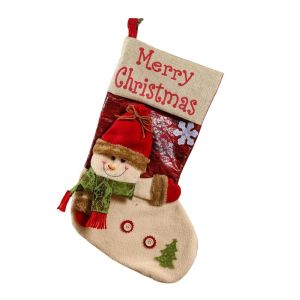 SIRENXI Vải Túi quà Giáng sinh Người tuyết Hoạt hình Túi treo hình ông già Noel. Dễ thương Vải nhung Tất Giáng Sinh Trẻ em