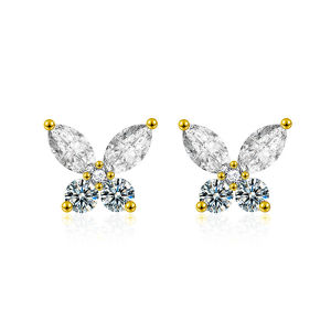 [Fashionable earrings] Trumium✨Moissanite S925 sterling silver earrings butterfly earrings hypoallergenic earrings that do not fade with certificate simple silver needle jewelry light luxury high-end temperament gentle style ins earrings earrings