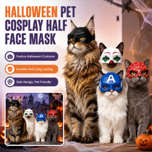 Halloween Pet Mask Half Face Realistic Pattern Photo Cosplay For All Ages/Pet Mask/Pet Eye Cover/Comfort Fit For Owners & Pet Lovers