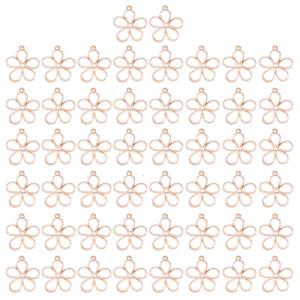 50 Pieces Elegant Hollow Flower Pendant Making Pendants Small Flower Pendant Alloy Material for Crafting